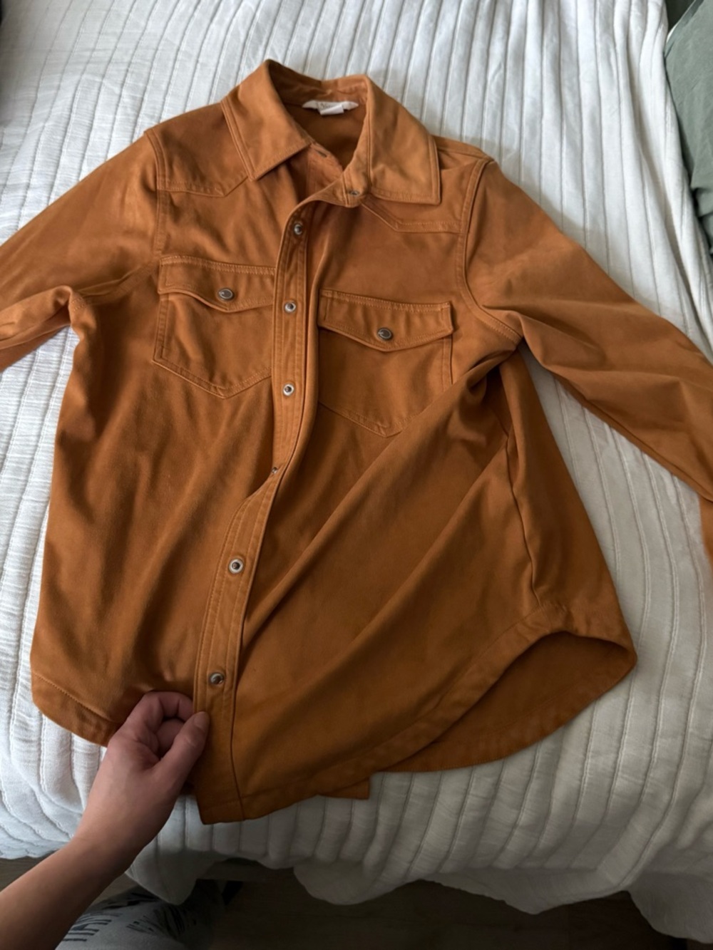 Rust Button-Front Shirt Jacket - Picture 3 of 5